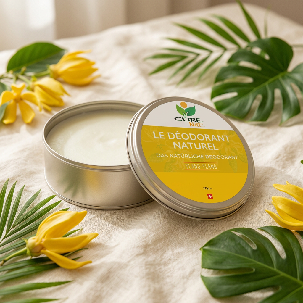 Déodorant naturel Ylang-Ylang CureNat dans son pot en aluminium